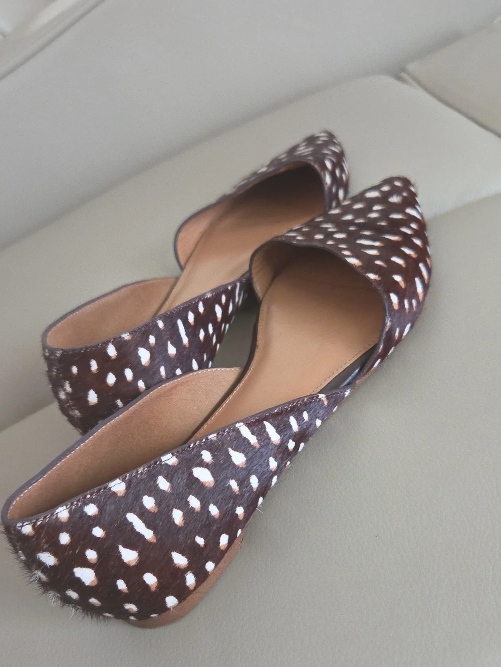 J. Crew Pointed D'Orsay Flats in Brown Leopard Spot Size 7.5